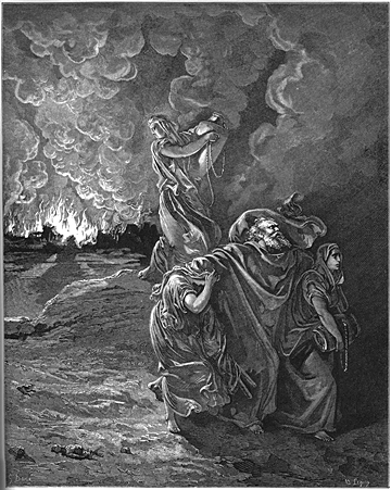 Lot Flees as Sodom and Gomorrah Burn
