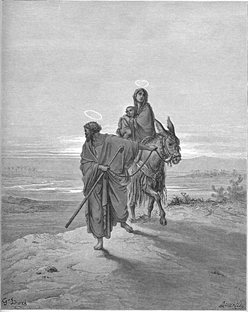 Joseph Leads Mary and Jesus into Egypt